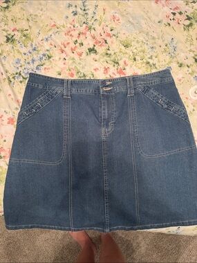White Stag Dark Blue Denim A-Line Skirt